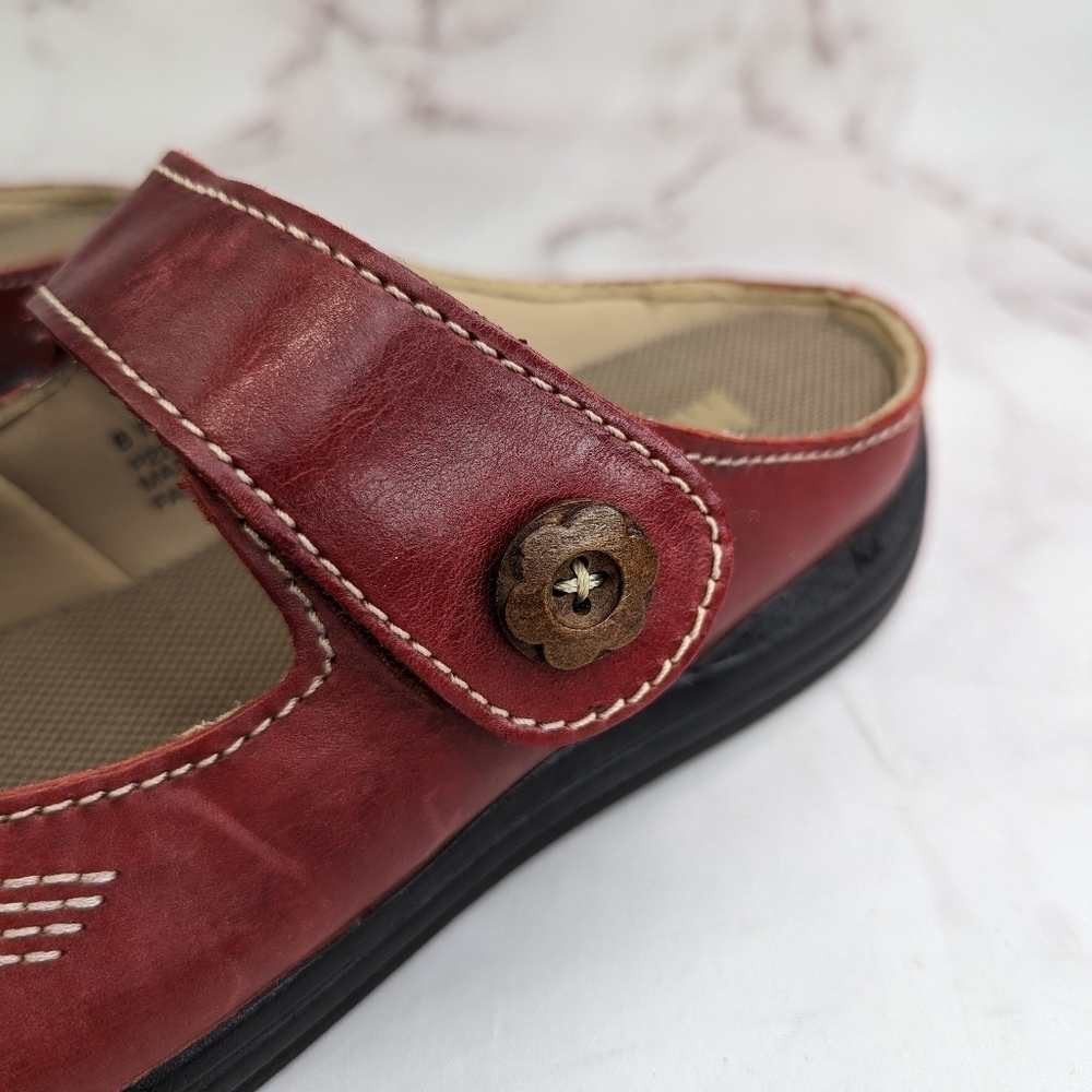 Drew Mary Jane Womens Size 38 US 8 Red Shoes Sandal Slip On Button Hook Shoes - Picture 7 of 11